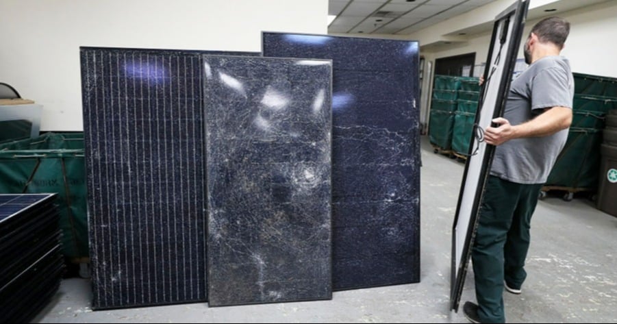 Old solar panels for recycling