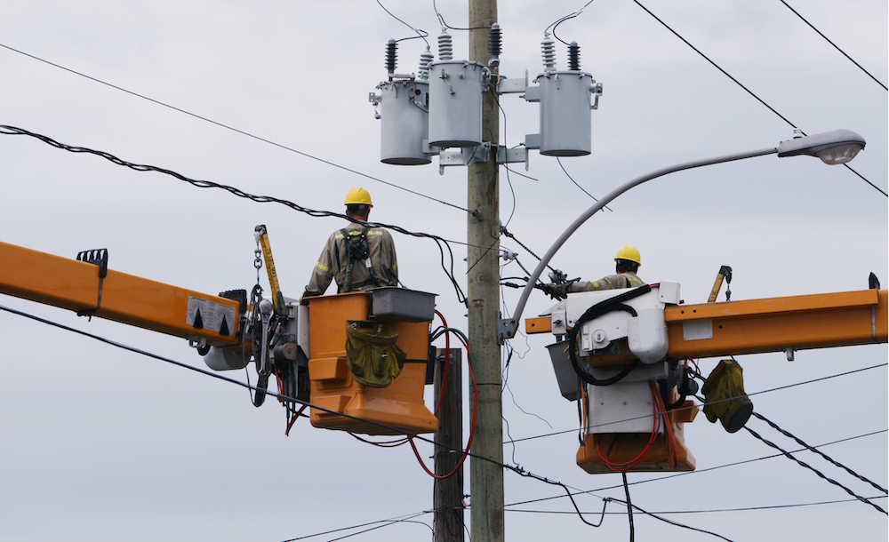 Utility line workers