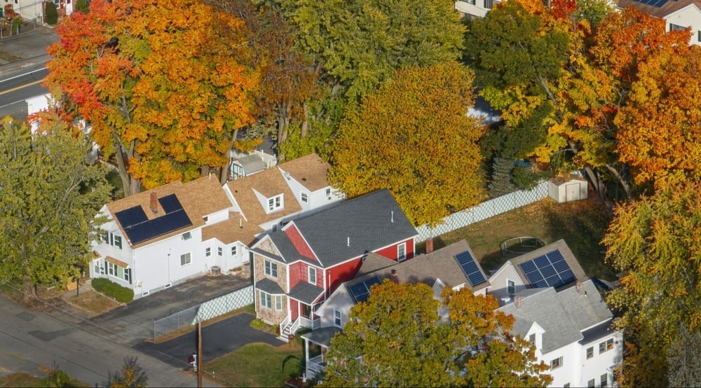 Solar houses in fall