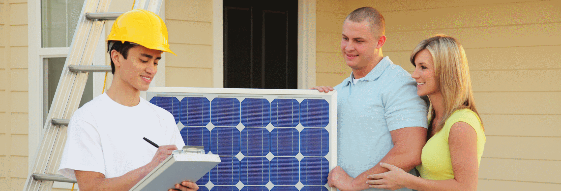 Solar panel installer selling solar panels to homeowners